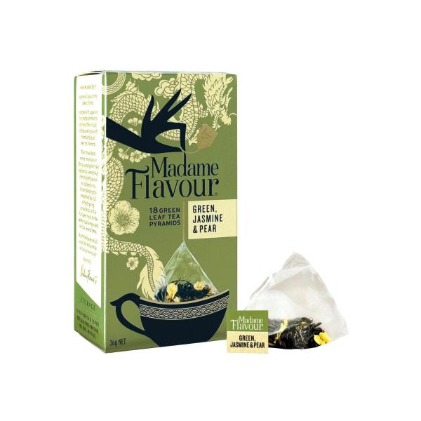 MADAME FLAVOUR GREEN JASMINE PEAR TEA BAGS 18 PACK