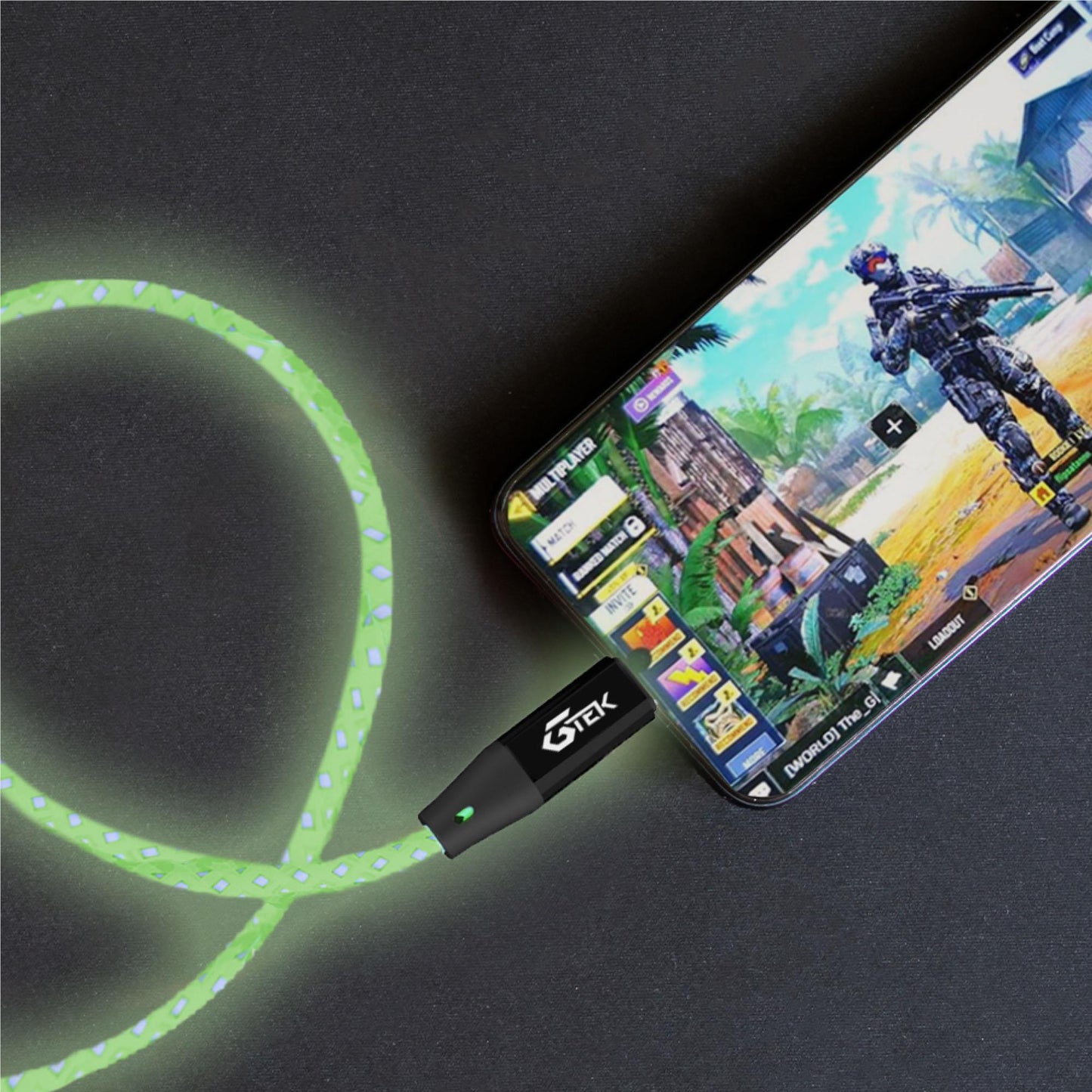 G-Tek 1.5 Metre Light up USB Charging Cable (USB-A or C to USB-C or Micro)