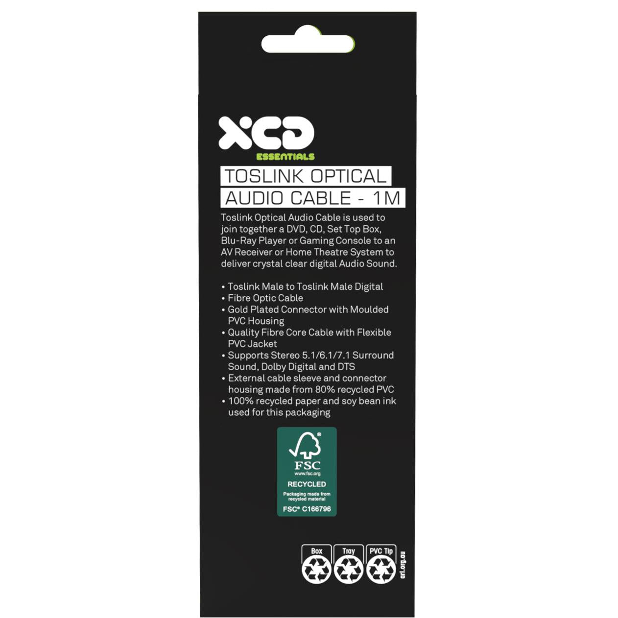 XCD Essentials Digital Toslink Optical Cable V2 1M