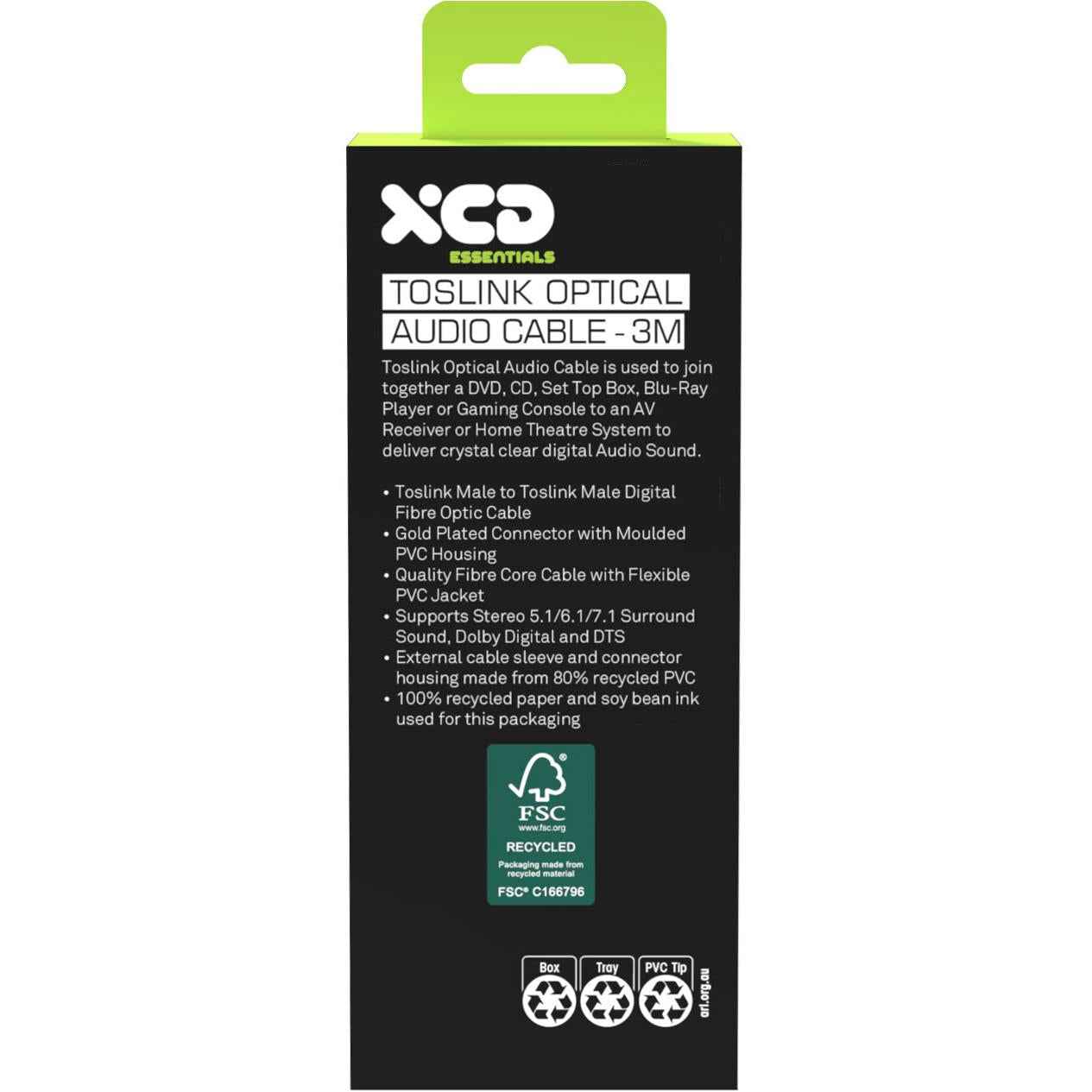 XCD Essentials Digital Toslink Optical Cable V2 3M