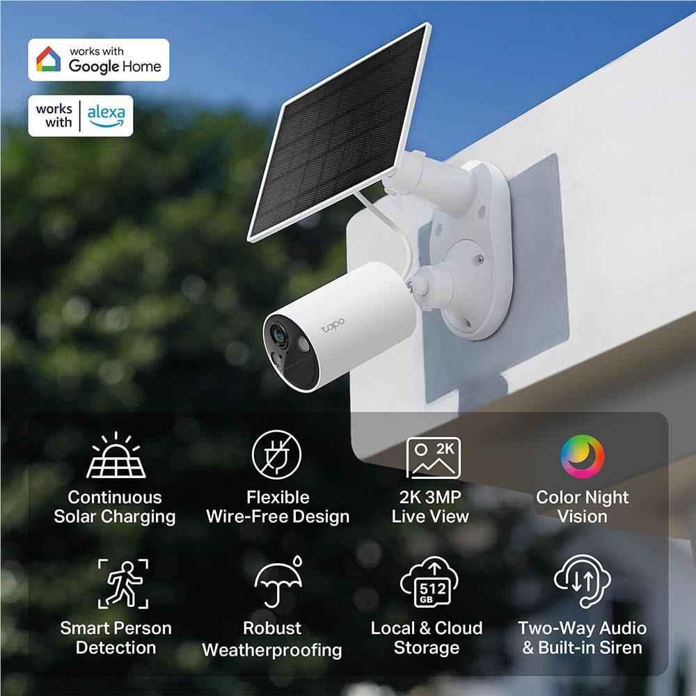 TP-Link Tapo 2K 3MP Smart Wire-Free Security Camera w/Solar Panel