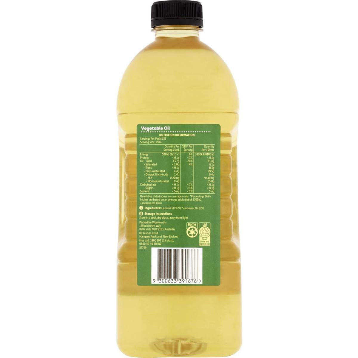 Woolworths Vegetable Oil 2l