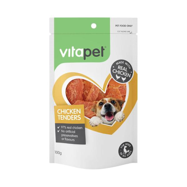 VITAPET DOG TREATS CHICKEN TENDERS 100G