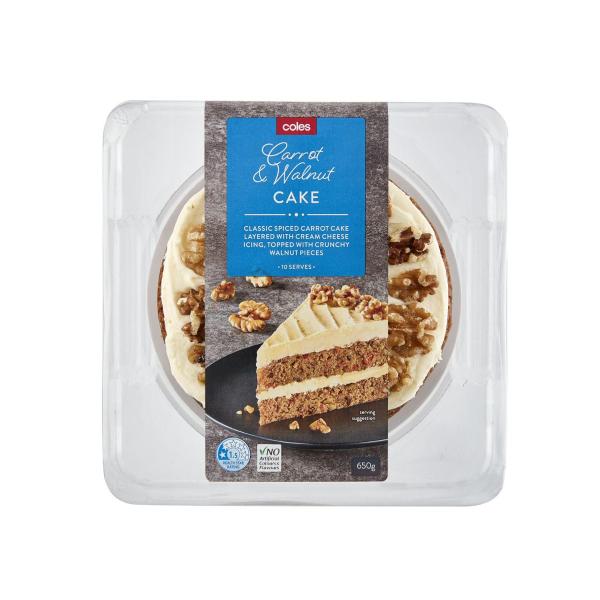 COLES ICED CARROT CAKE 650G
