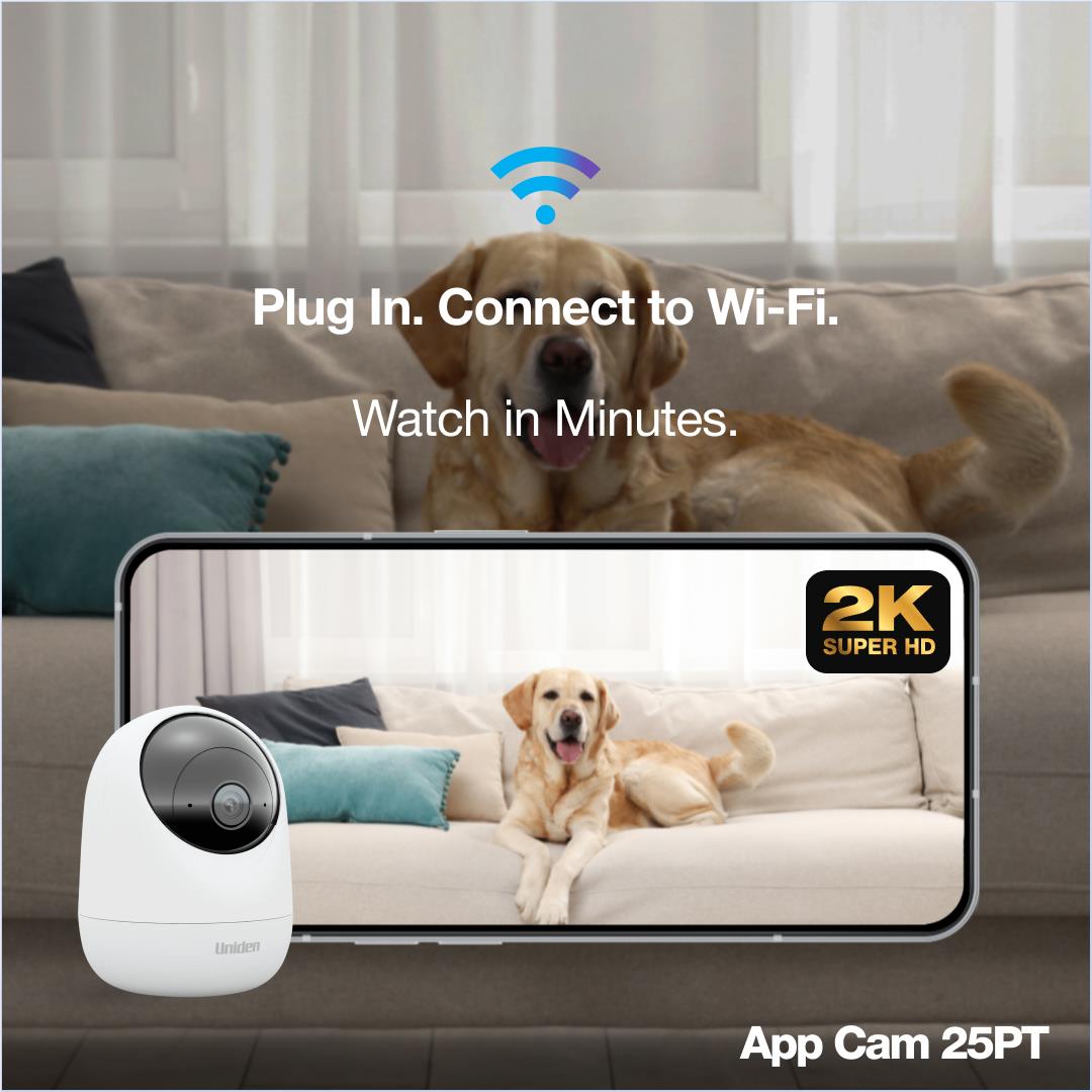 Uniden App Cam X25 PT Indoor 2k Super HD Motion Tracking Camera