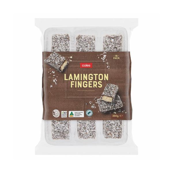 COLES LAMINGTON FINGERS 18PK 350G