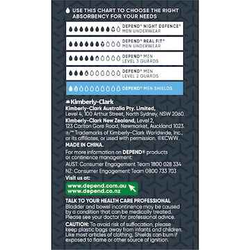 Depend Men Shield 3 In 1 Protection Light Absorbency 14 pack