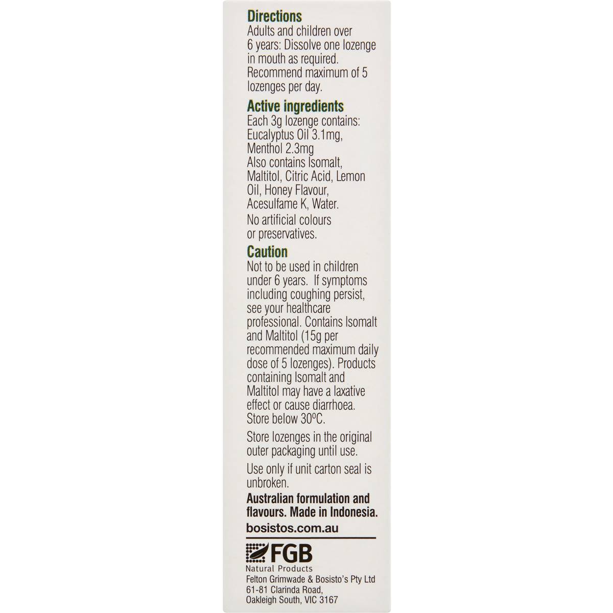 Bosisto's Eucalyptus Drops Sugar Free 50g