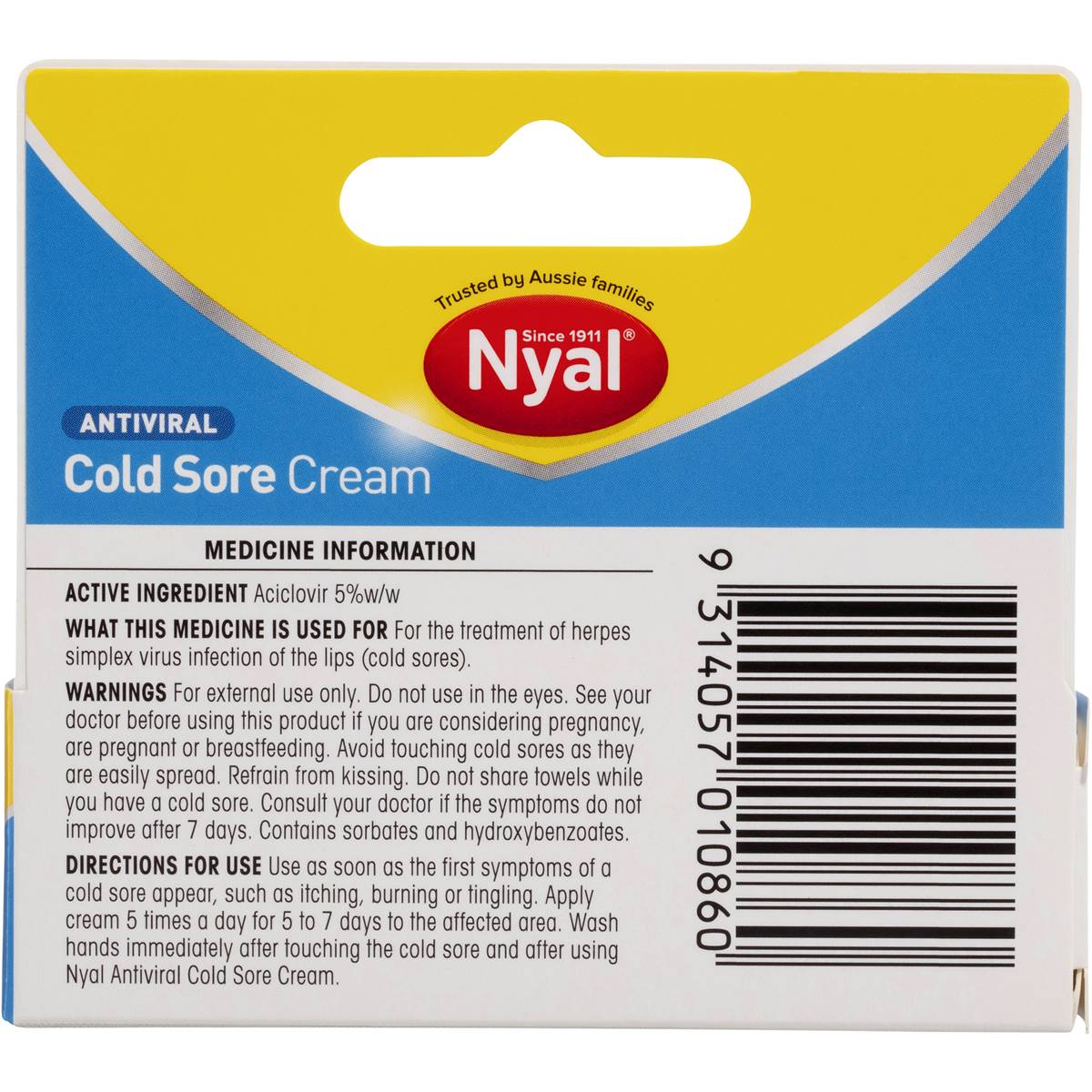 Nyal Anti Viral Cold Sore Cream 5g