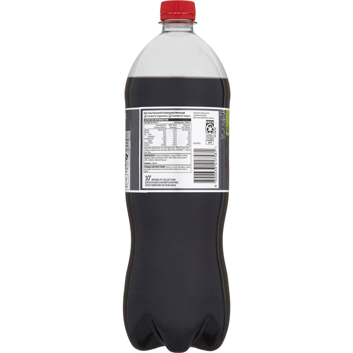 Woolworths Cola Sugar Zero Bottle 1.25l