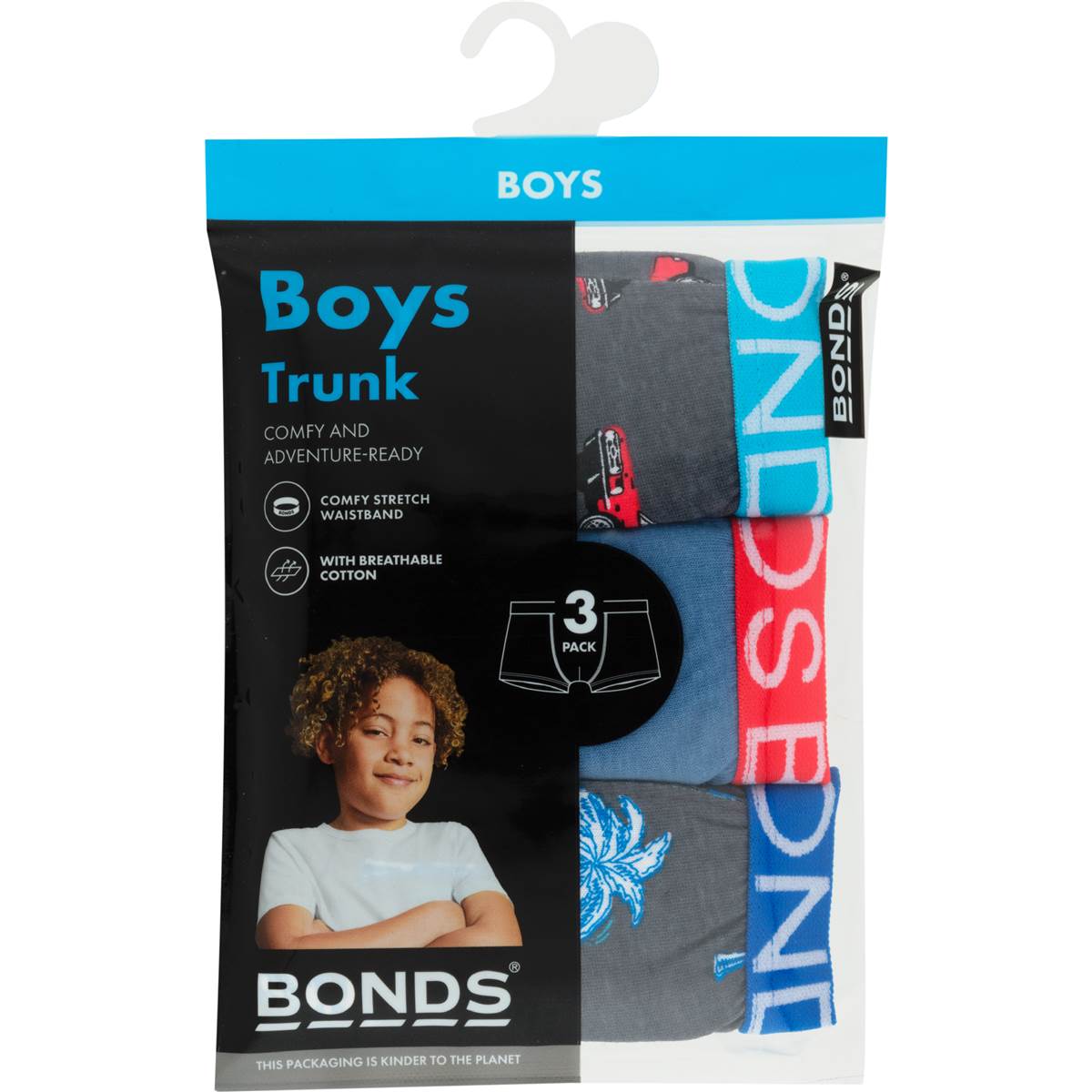 Bonds Boys Underwear Trunks Size 8-10 Or 10-12 Assorted 3 pack