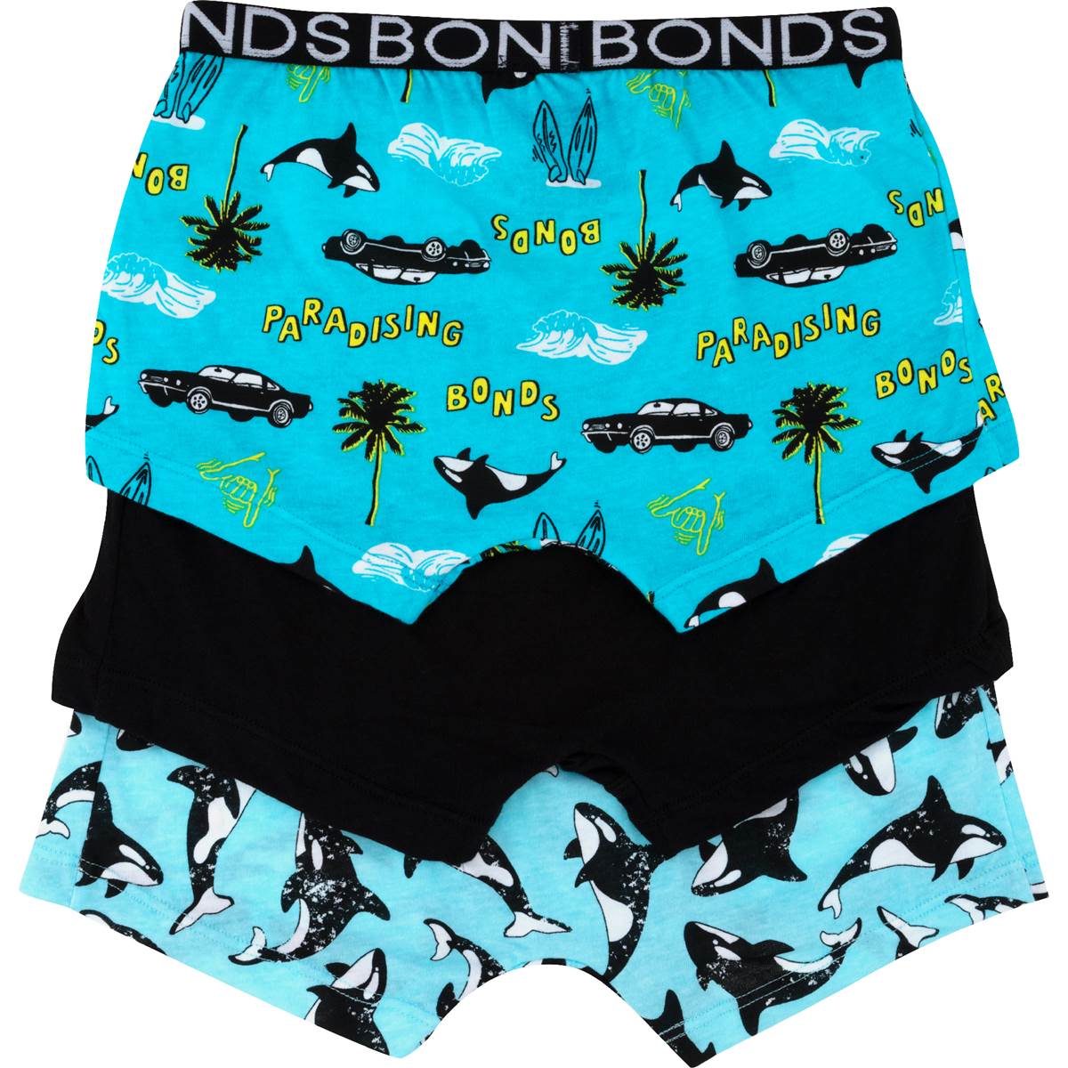 Bonds Boys Underwear Trunks Size 8-10 Or 10-12 Assorted 3 pack