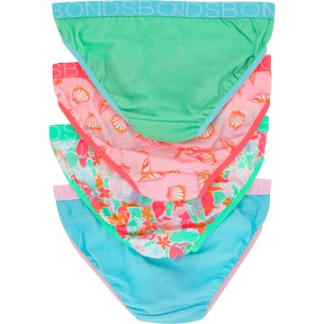 Bonds Girls Underwear Bikini Briefs Size 8-10 Or 10-12 Assorted 4 pack