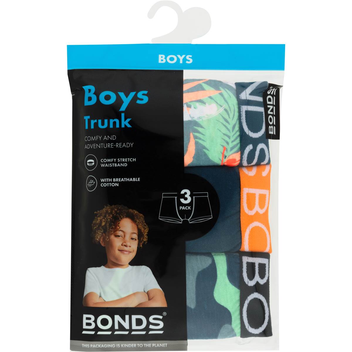 Bonds Boys Underwear Trunks Size 12-14 Or 14-16 Assorted 3 pack