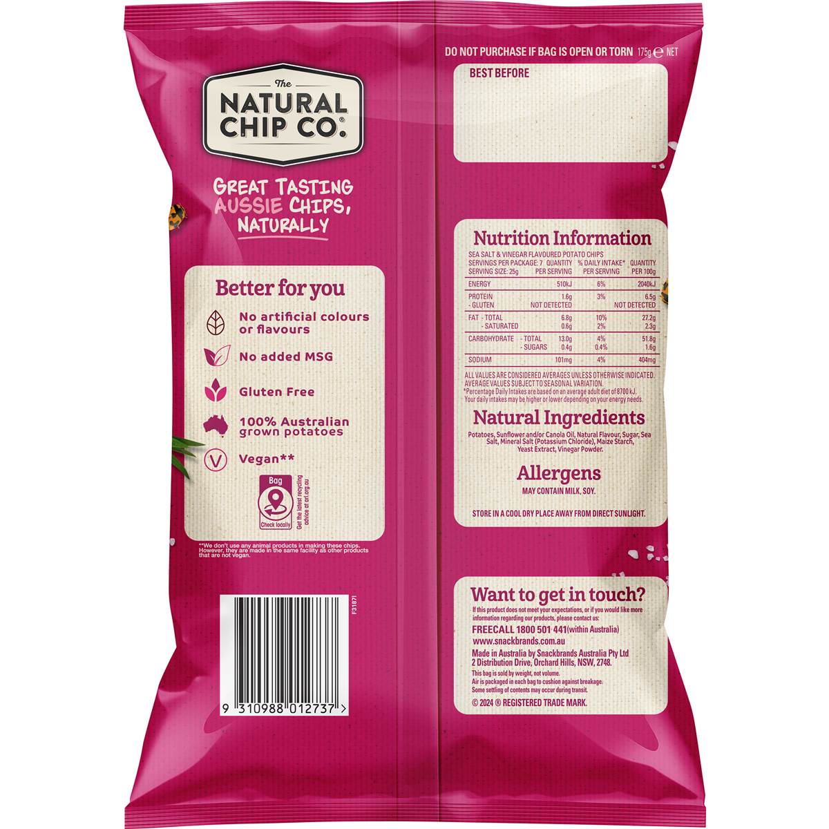 The Natural Chip Co Sea Salt & Vinegar 175G