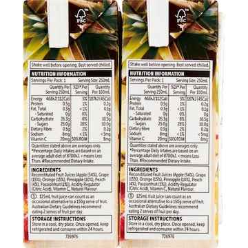Woolworths Tropical Juice Poppers 250mL x 6 pack