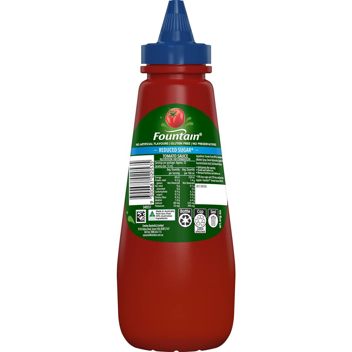 Fountain Tomato Sauce Reduced Sugar 500ml