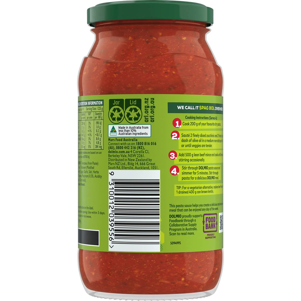 Dolmio Extra Italian Herbs Tomato Pasta Sauce 500g