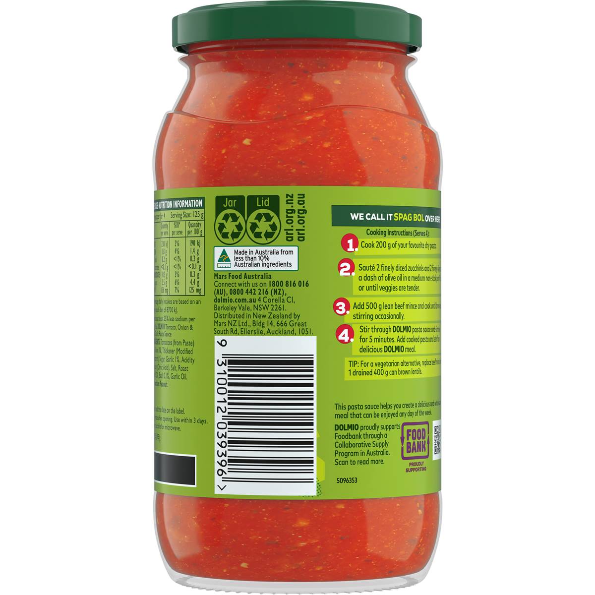 Dolmio Extra Tomato, Onion & Garlic Salt Reduced Pasta Sauce 500g