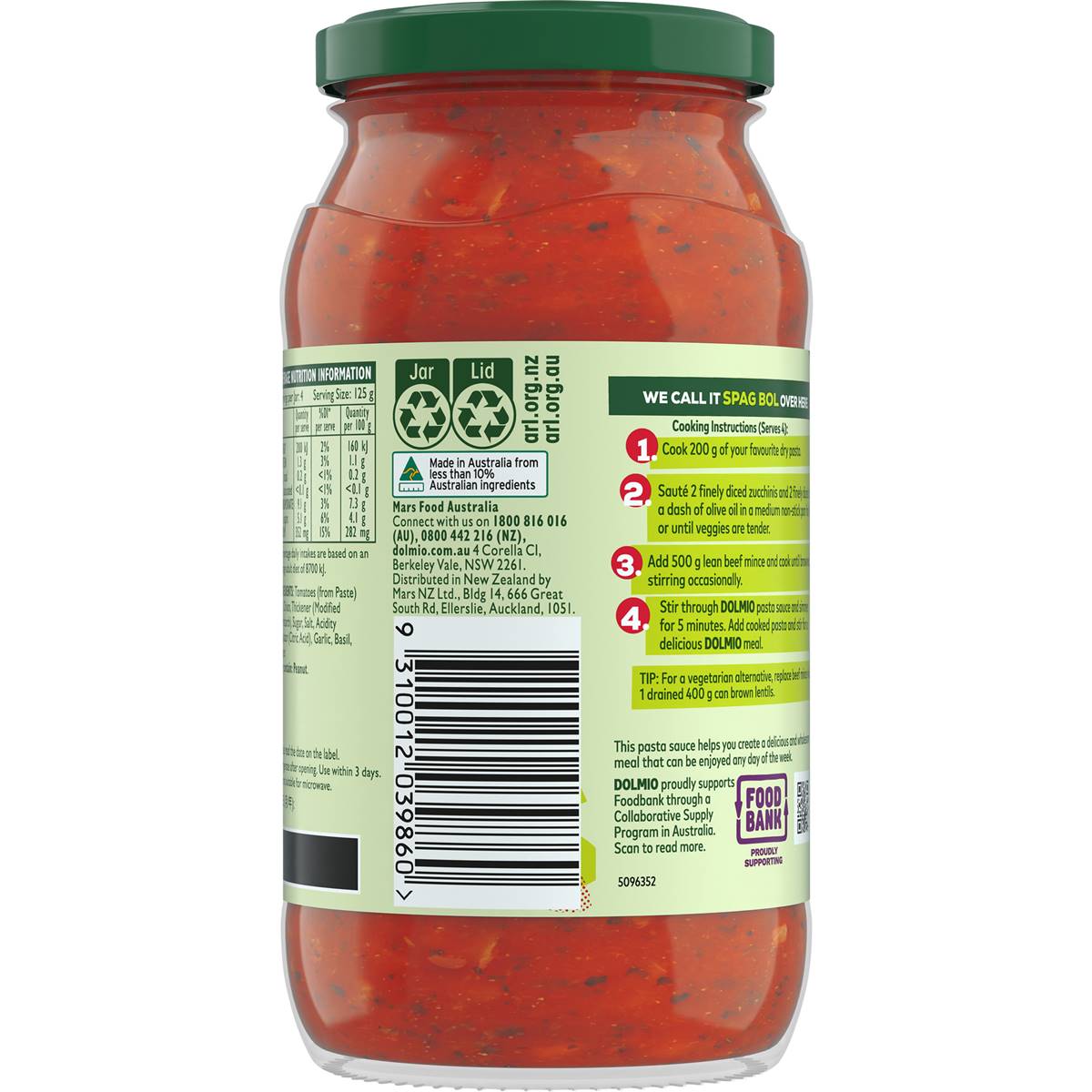 Dolmio Traditional Recipe Classic Tomato Pasta Sauce 500g