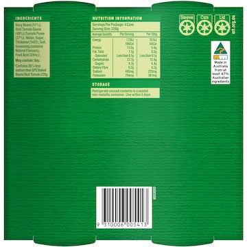 SPC Baked Beans Rich Tomato Salt Reduced 220g x 4 pack