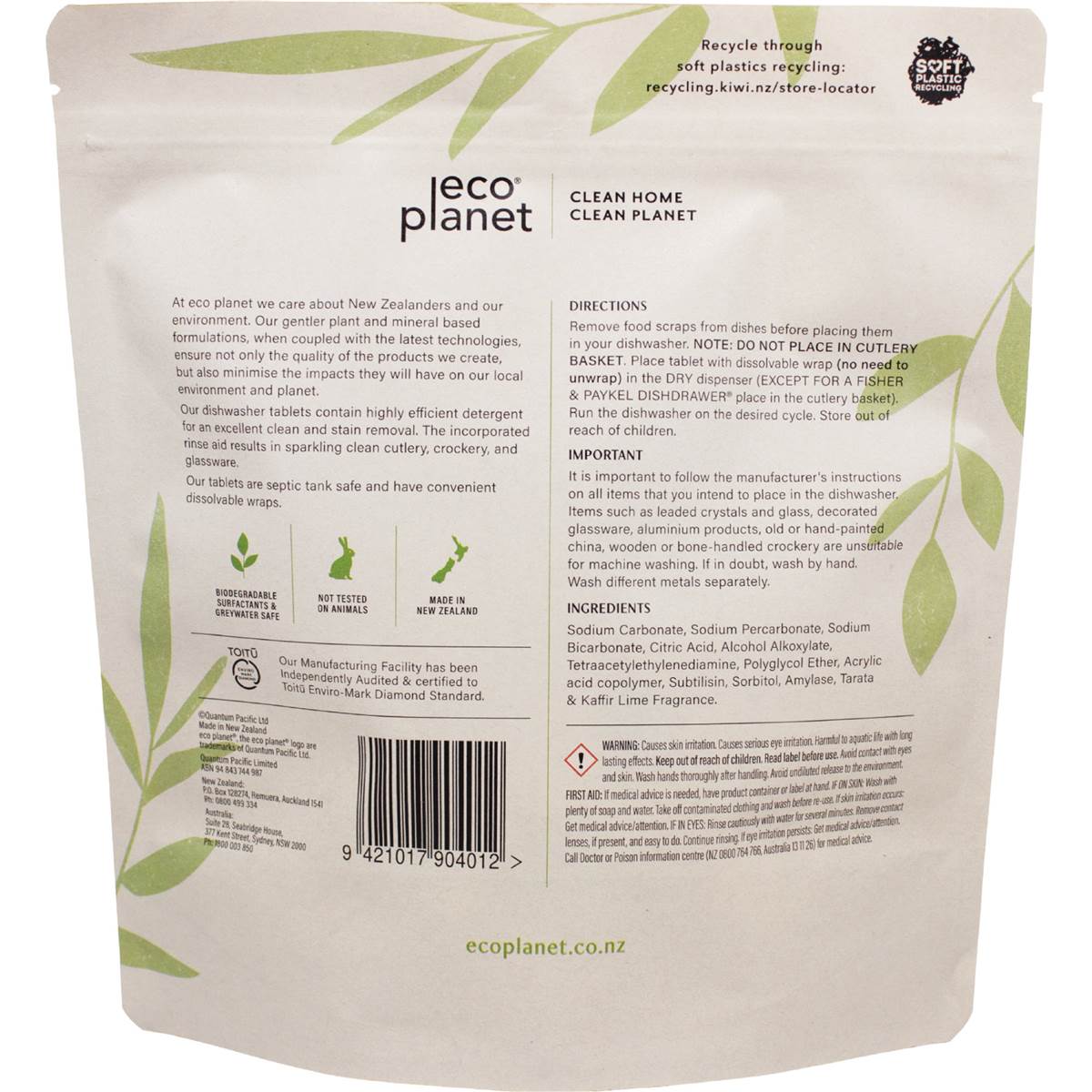 Eco Planet Automatic Dishwasher Tablets With Rinse Aid 30 pack
