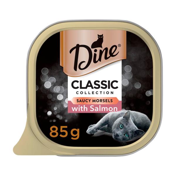 DINE CLASSIC COLLECTION ADULT WET CAT FOOD SAUCY MORSELS WITH SALMON 85G TRAY