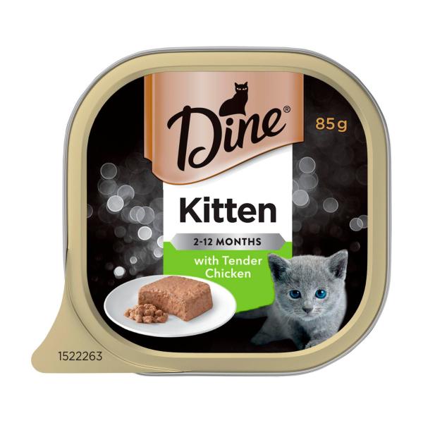 DINE KITTEN WET CAT FOOD TENDER CHICKEN LOAF 85G TRAY