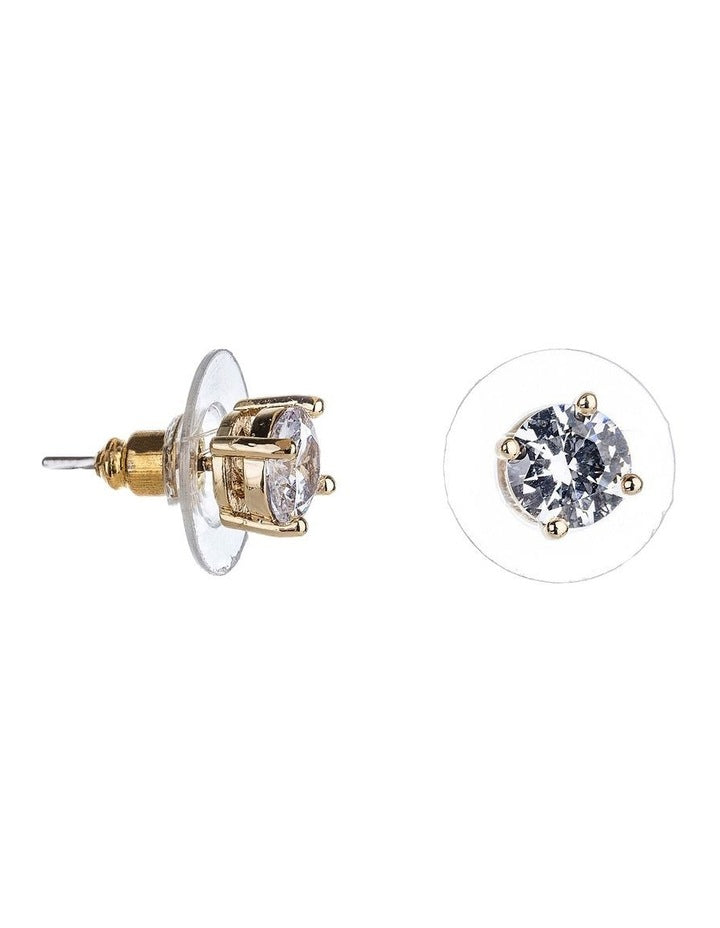 Cubic Zirconia Gold Stud Earrings