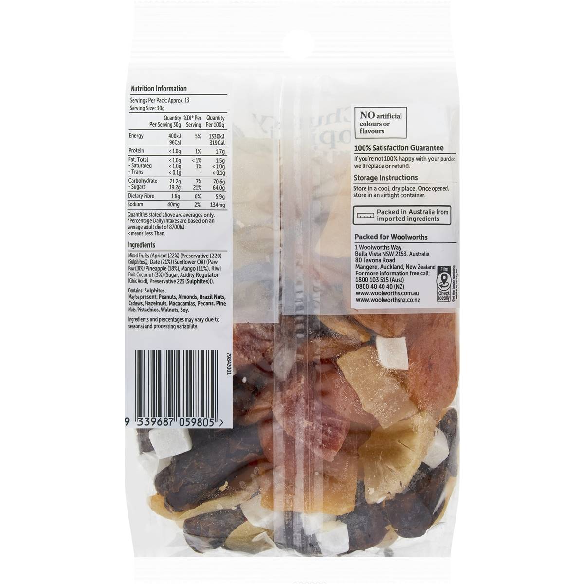 Woolworths Tropical Dried Fruit Snack Mix 400g