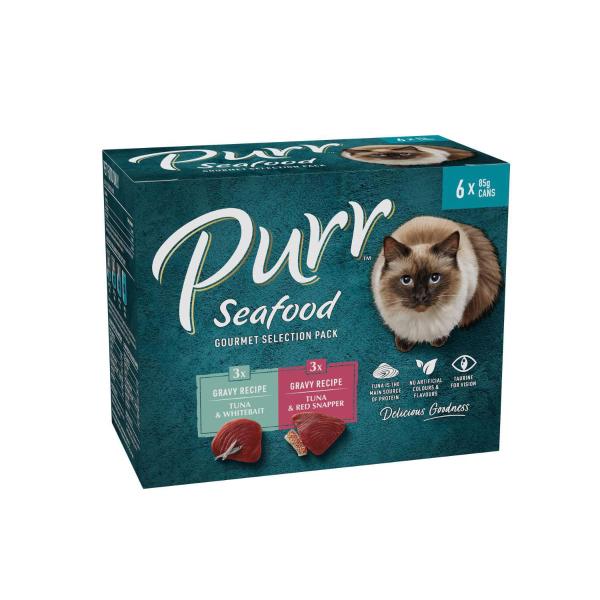 PURR CAT FOOD SEAFOOD SELECTION CANS 6X85GRAM