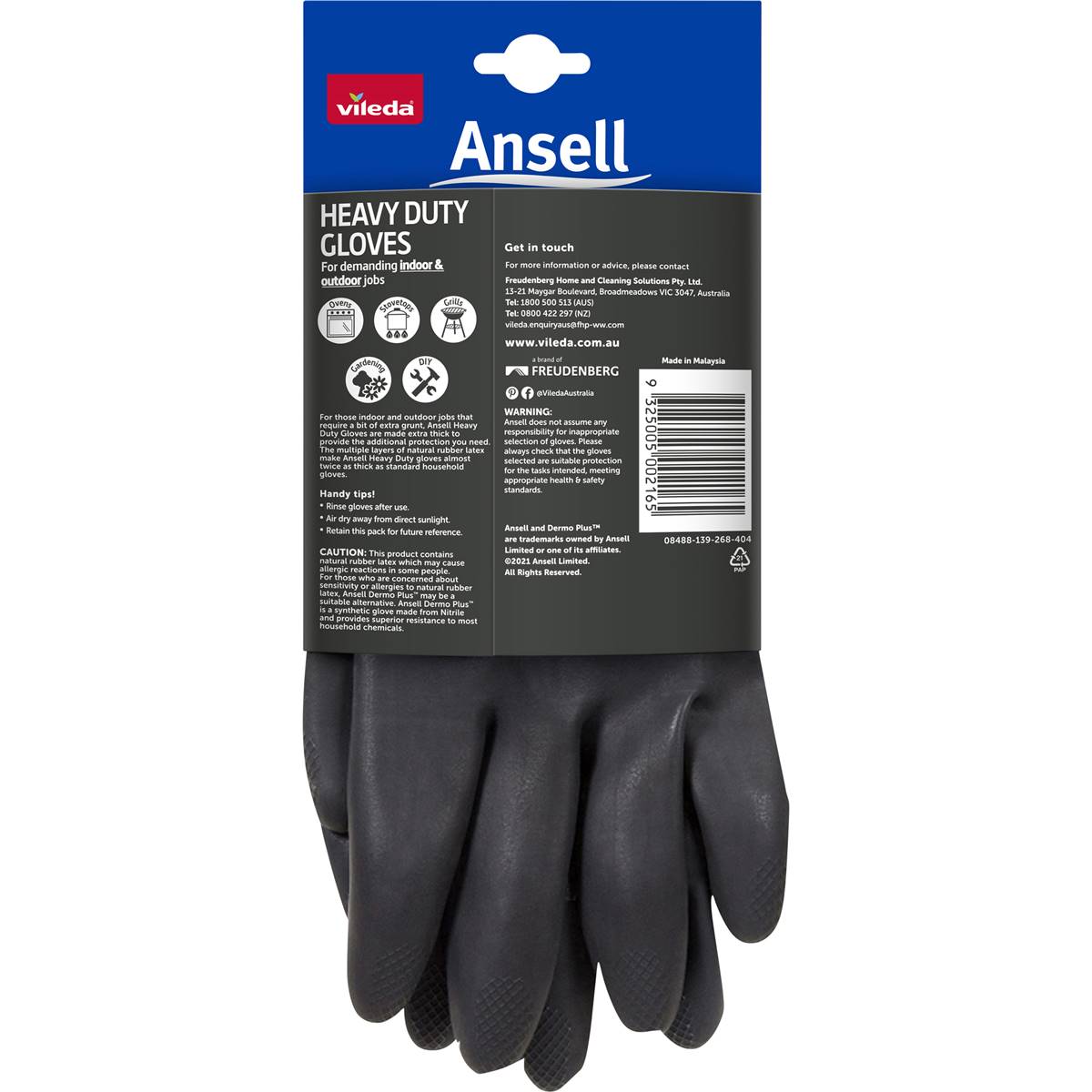 Vileda Ansell Heavy Duty Gloves Large Pair Each