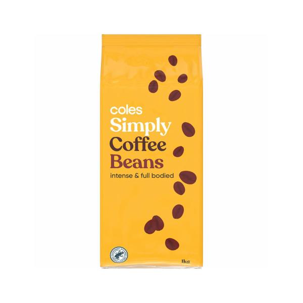 COLES SIMPLY COFFEE BEANS 1KG