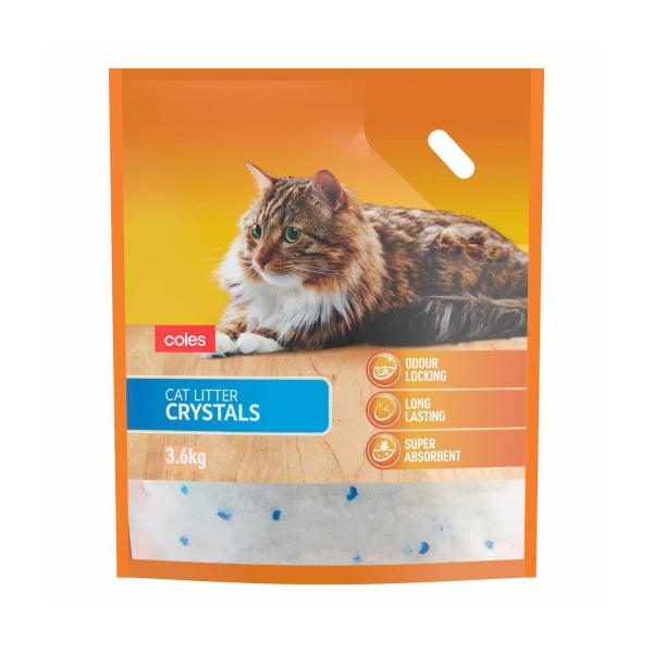 COLES SILICA GEL CAT LITTER CRYSTALS 3.6KG