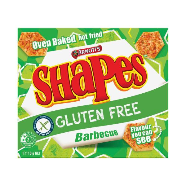 ARNOTT'S SHAPES CRACKER BISCUITS BARBECUE GLUTEN FREE 110G