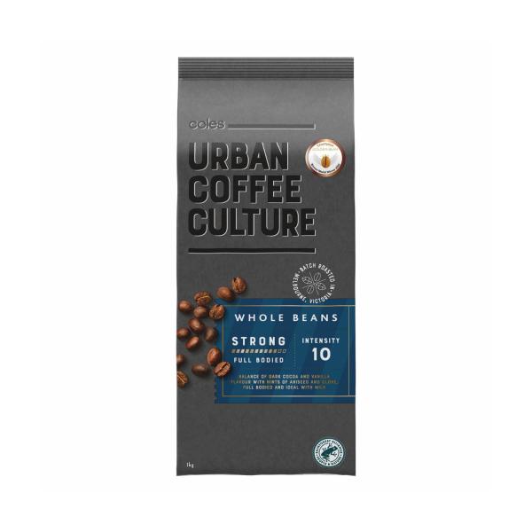 COLES URBAN COFFEE CULTURE STRONG COFFEE BEANS 1KG