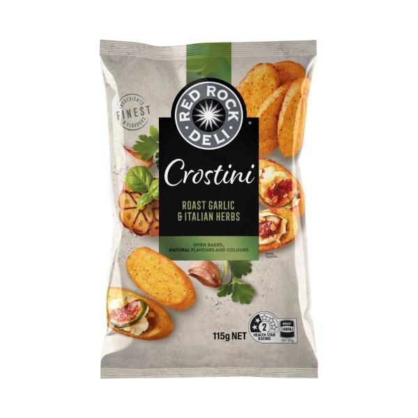 RED ROCK DELI CROSTINI CRACKERS:ITALIAN HERB:.:115 GRAM