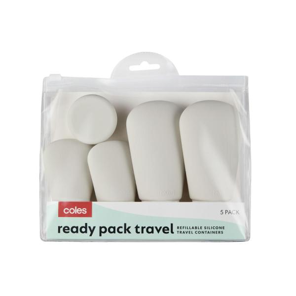 COLES SILICONE REFILLABLE TRAVEL CONTAINERS 1 PACK