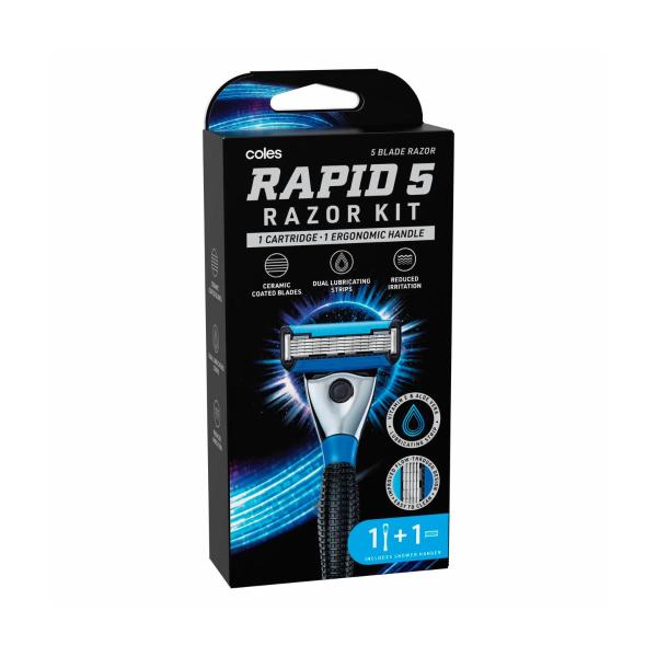COLES RAPID 5 RAZOR KIT WITH 1 BLADE 1 EACH