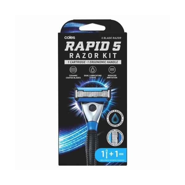 COLES RAPID 5 RAZOR KIT WITH 1 BLADE 1 EACH
