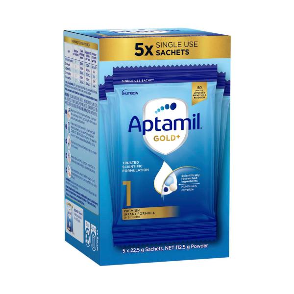 APTAMIL GOLD+ 1 INFANT FORMULA POWDER SACHET FROM BIRTH TO 6 MONTHS 5 PACK