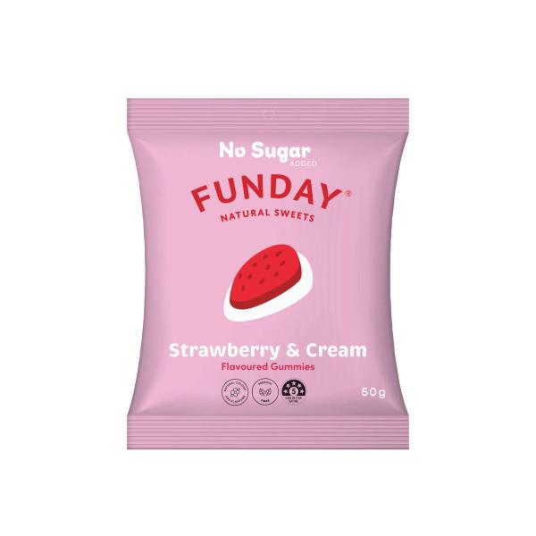 FUNDAY NO SUGAR STRAWBERRY & CREAM GUMMY 50G