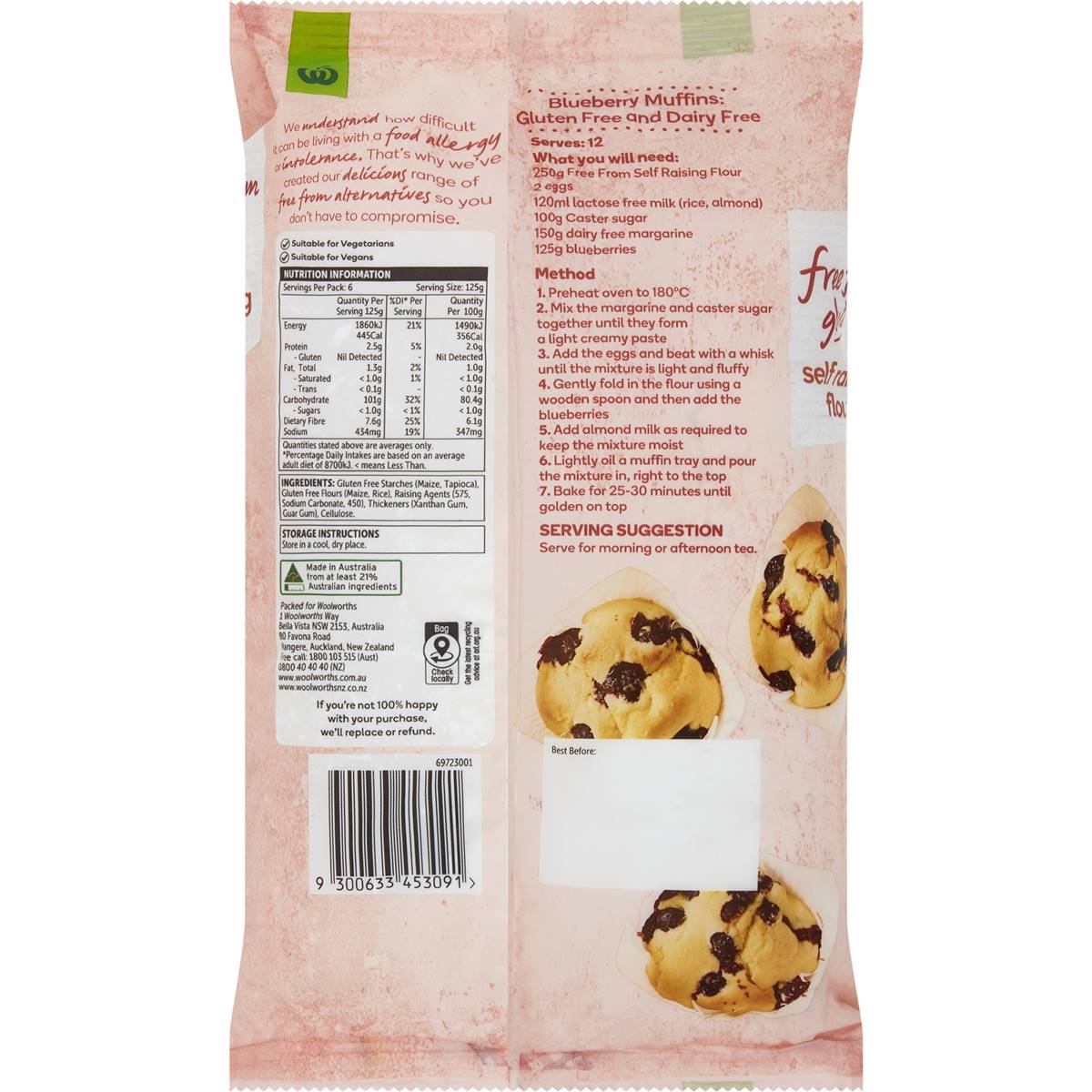 Woolworths Free From Gluten Self Raising Flour 750g