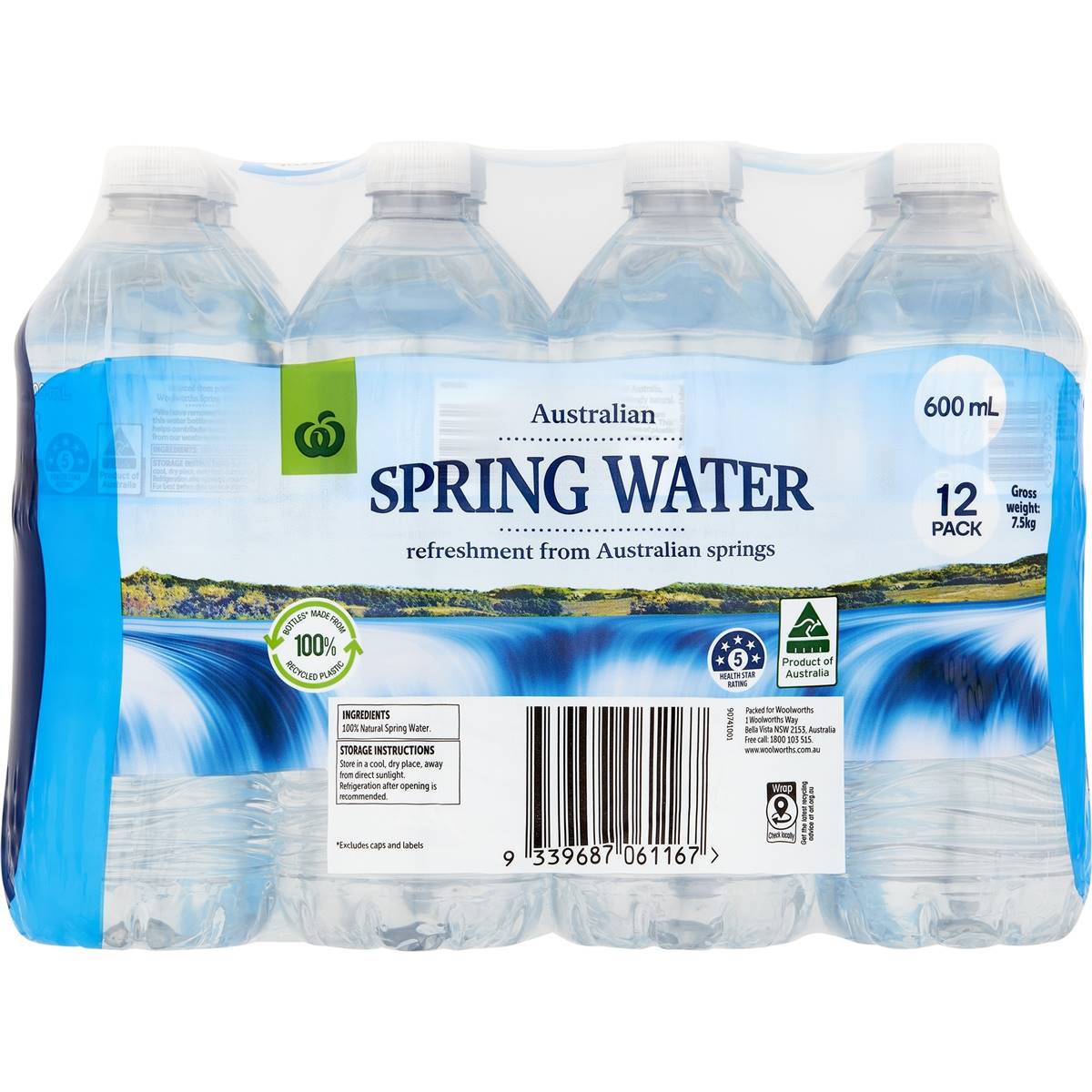 Woolworths Spring Water 12x600ml