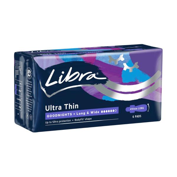LIBRA ULTRA THIN PADS GOODNIGHTS LONG & WIDE 6 PACK