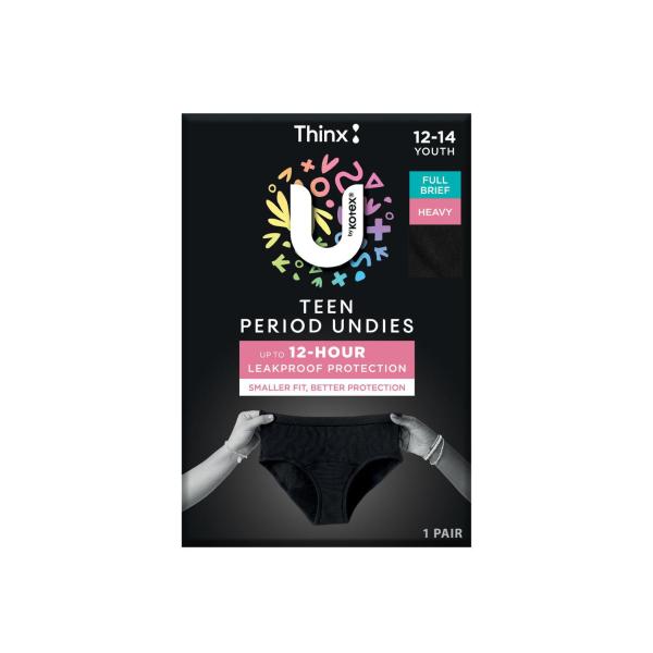 Period Undies Teen Black Heavy Size 12-14