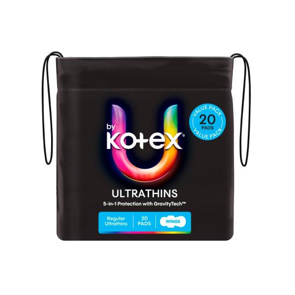 U BY KOTEX ULTRA THIN REGULAR PADS WITH WINGS 20 PACK