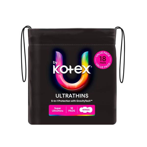 U BY KOTEX ULTRA THIN PADS WITH WINGS SUPER 18 PACK