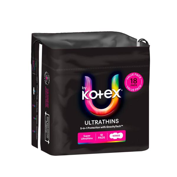 U BY KOTEX ULTRA THIN PADS WITH WINGS SUPER 18 PACK