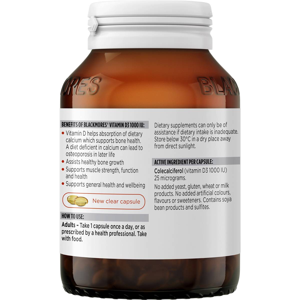 Blackmores Vitamin d3 1000iu Bone Health Immunity Capsules 200 Pack